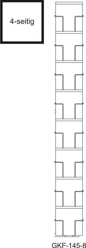 Kartenbodenständer, 145 mm Q, 32 Fächer Quadratformat, 1-reihig, 4-seitig, schwarz